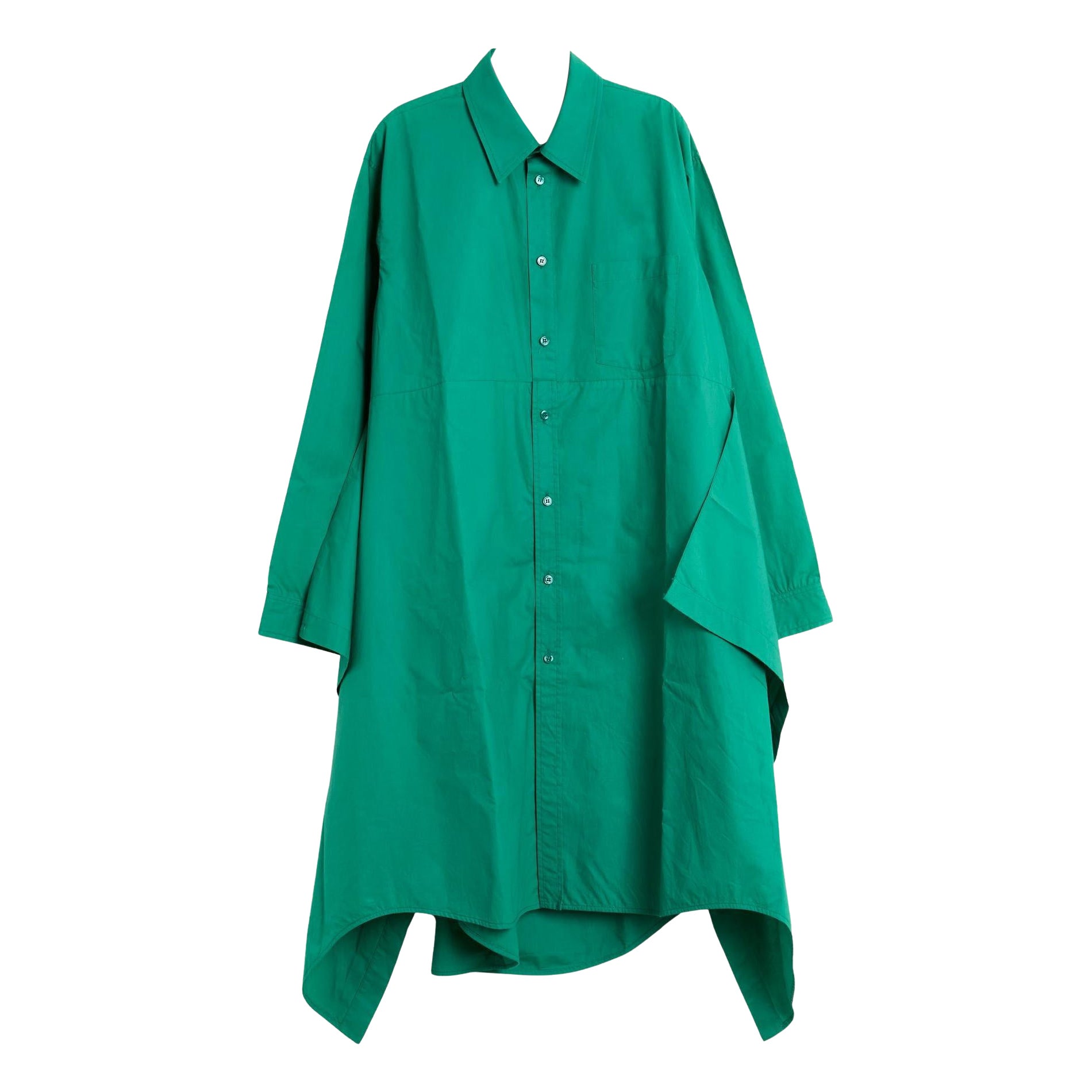 2016 Balenciaga Green Cotton Dress and overskirt FR40 For Sale
