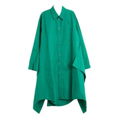 Balenciaga - Robe et overskirt en coton vert, taille FR 40, 2016
