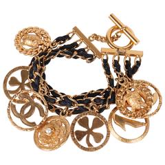 Vintage Chanel Charm Bracelets 55 For At 1stdibs Chanel Multi Strand Woven Leather And Chain Charm Bracelet With 8 Charms 1995