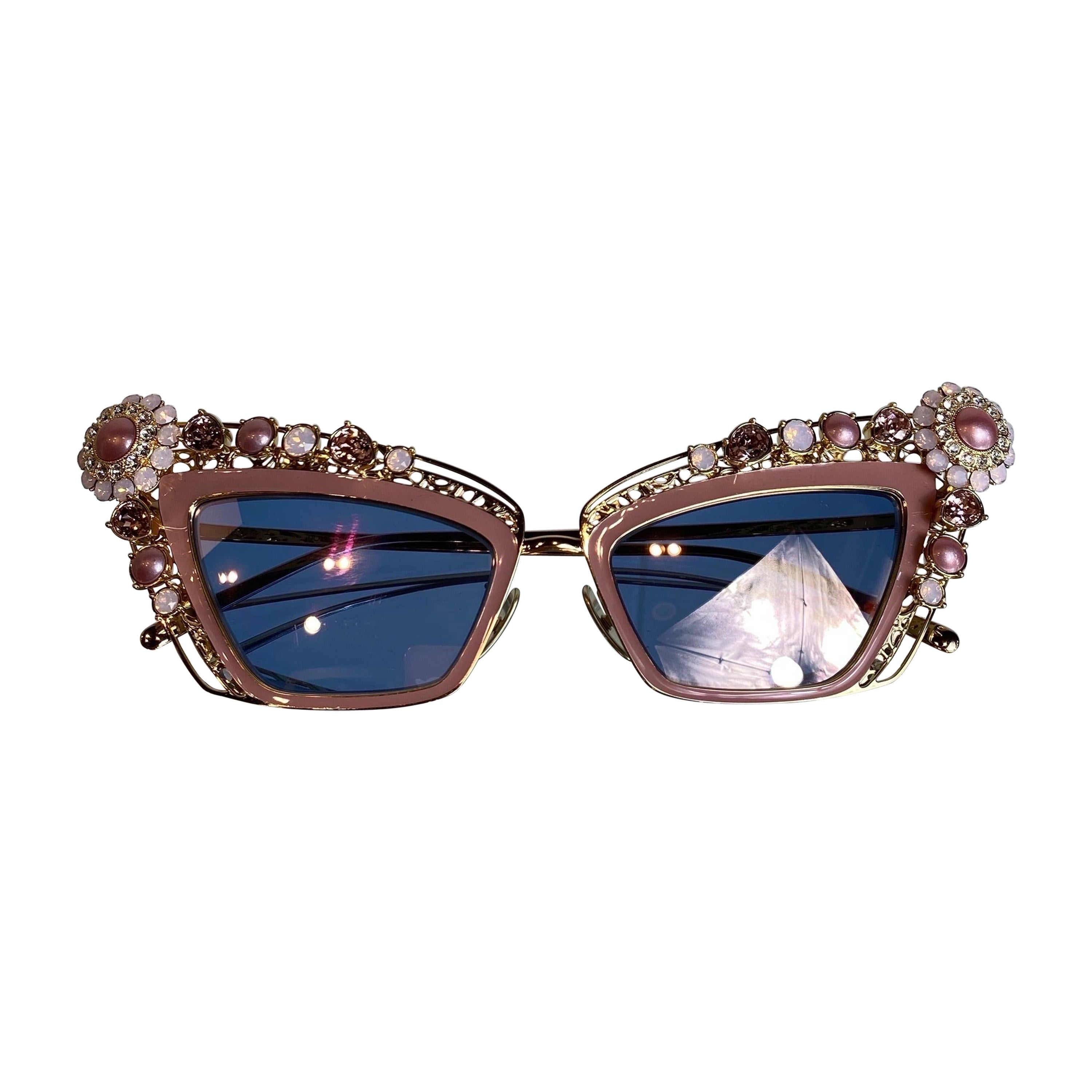 Dolce and Gabbana Christmas Pearl and strass Limited Edition Sunglasses For Sale