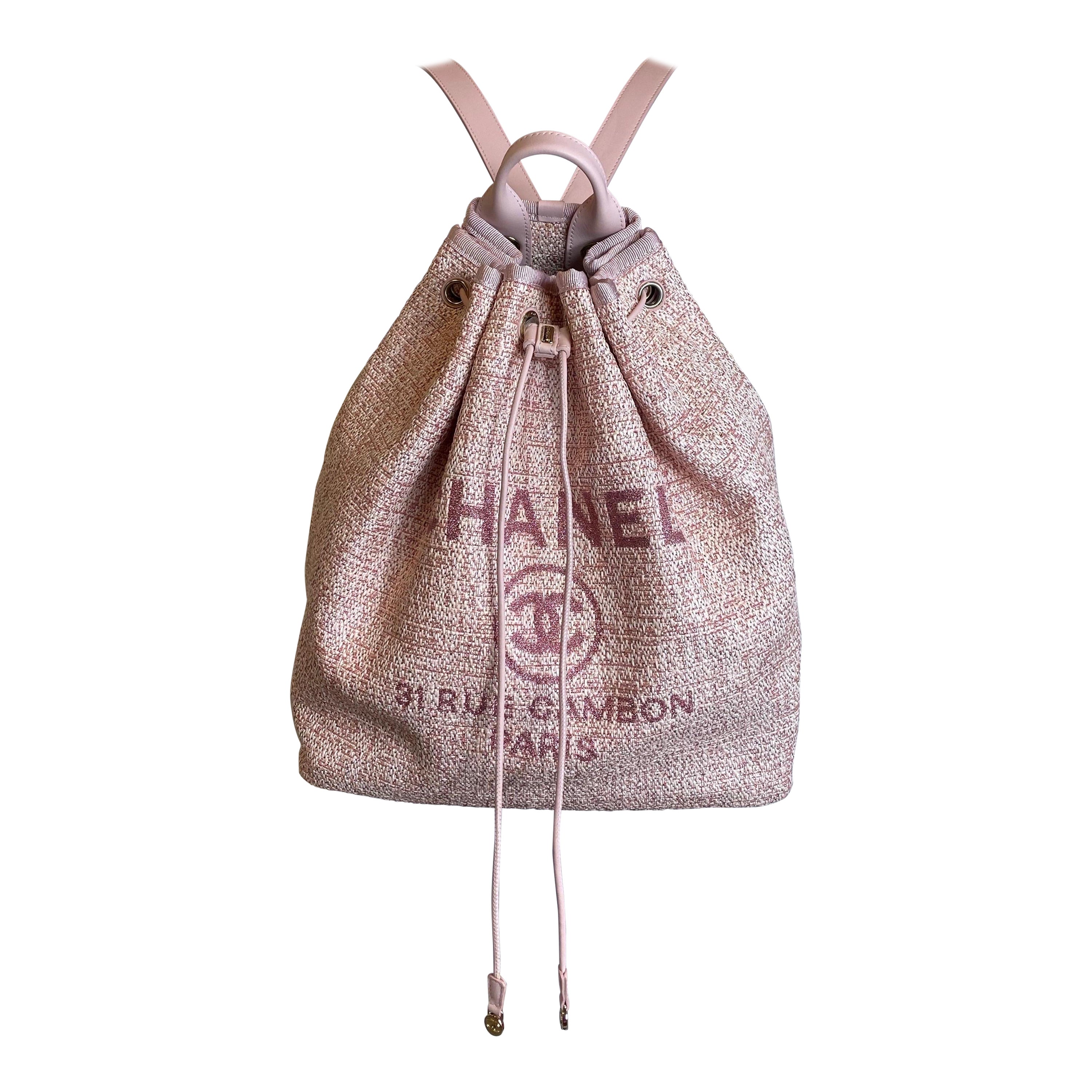 Chanel Deauville pink tweed Backpack  For Sale