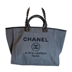 Used Chanel Deauville Grey Tote Bag