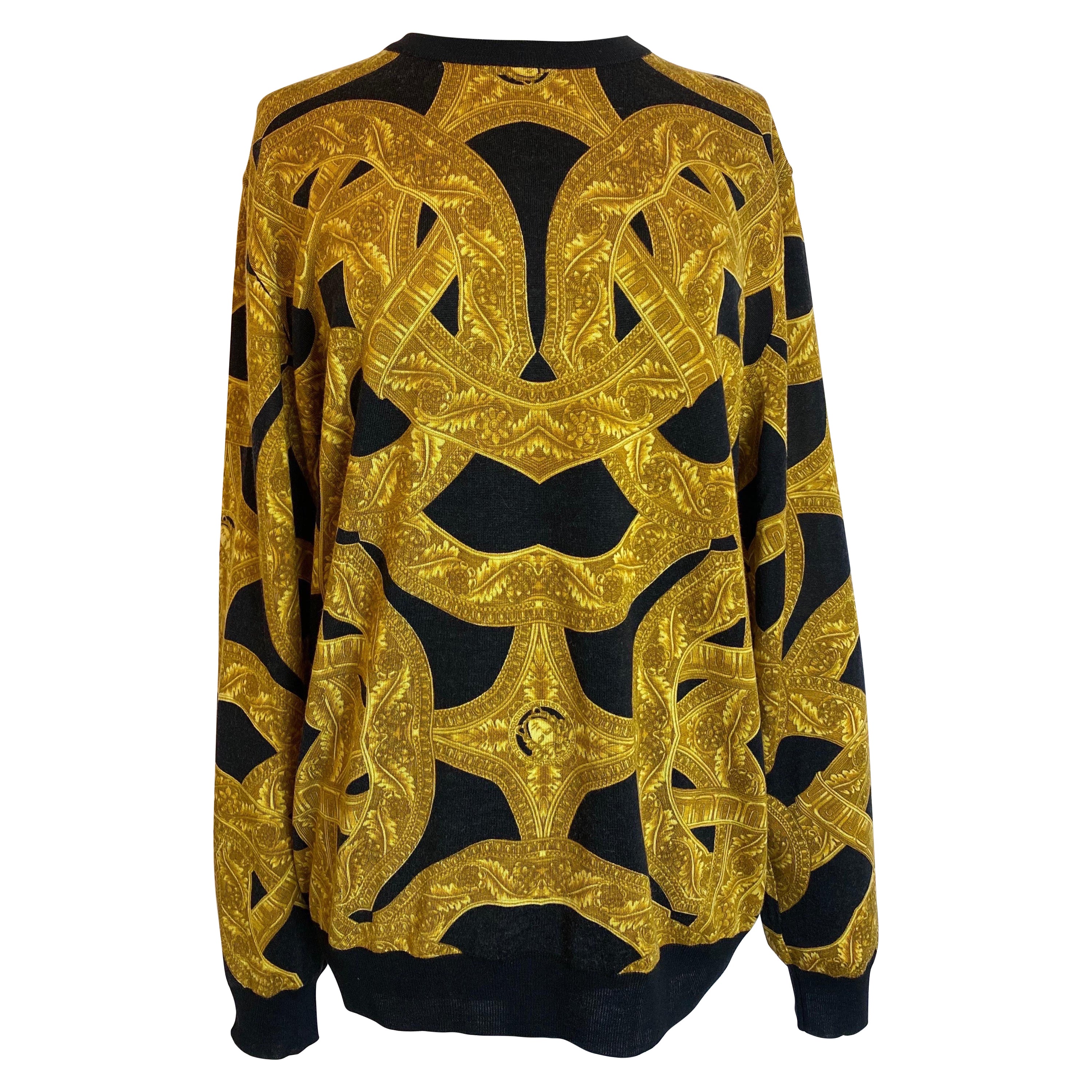 Gold sweater Versace For Sale