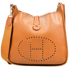 Hermes 'Gold' Brown Courchevel Leather "Evelyne I GM" Shoulder Bag