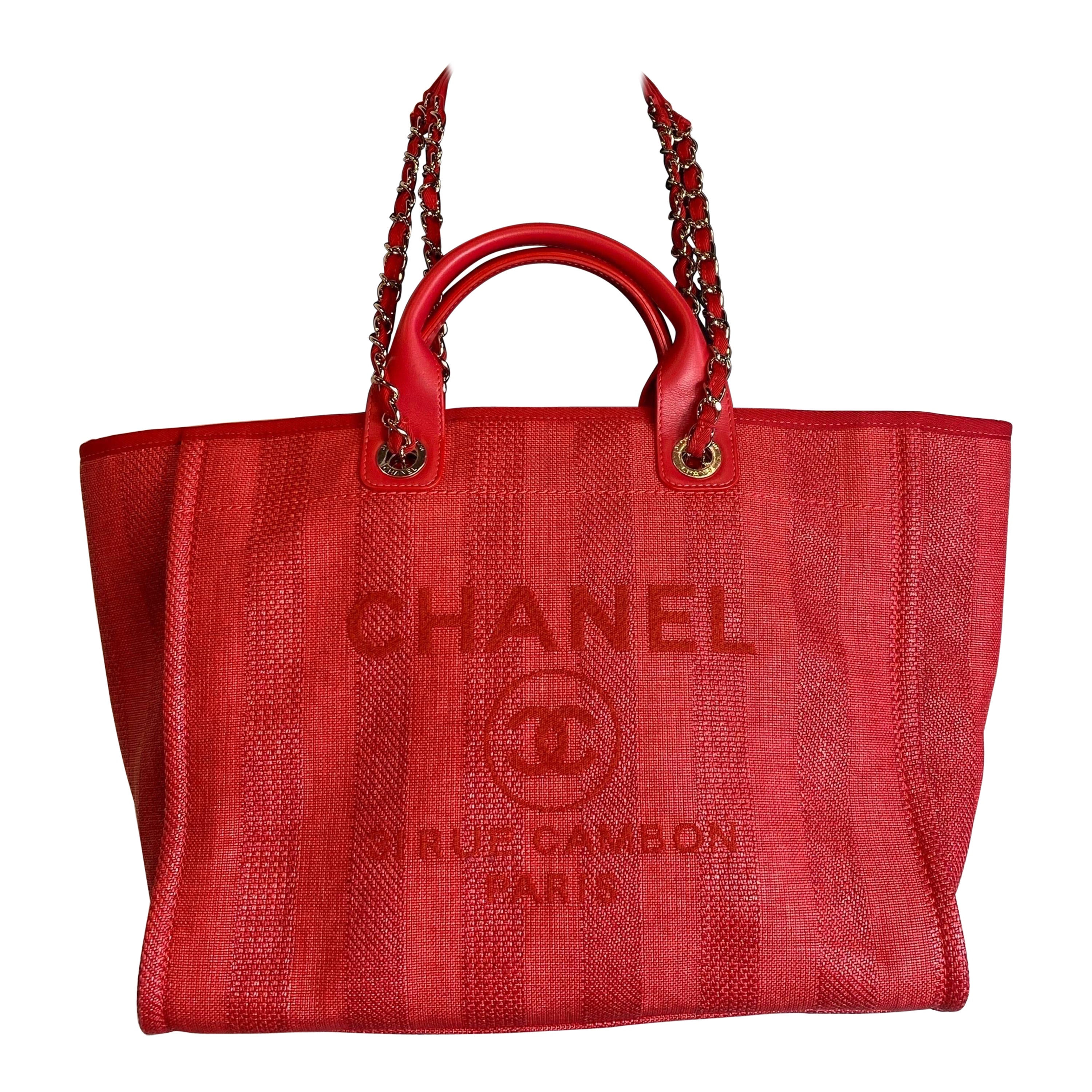 Chanel Deauville red stripes Shoulder Bag For Sale