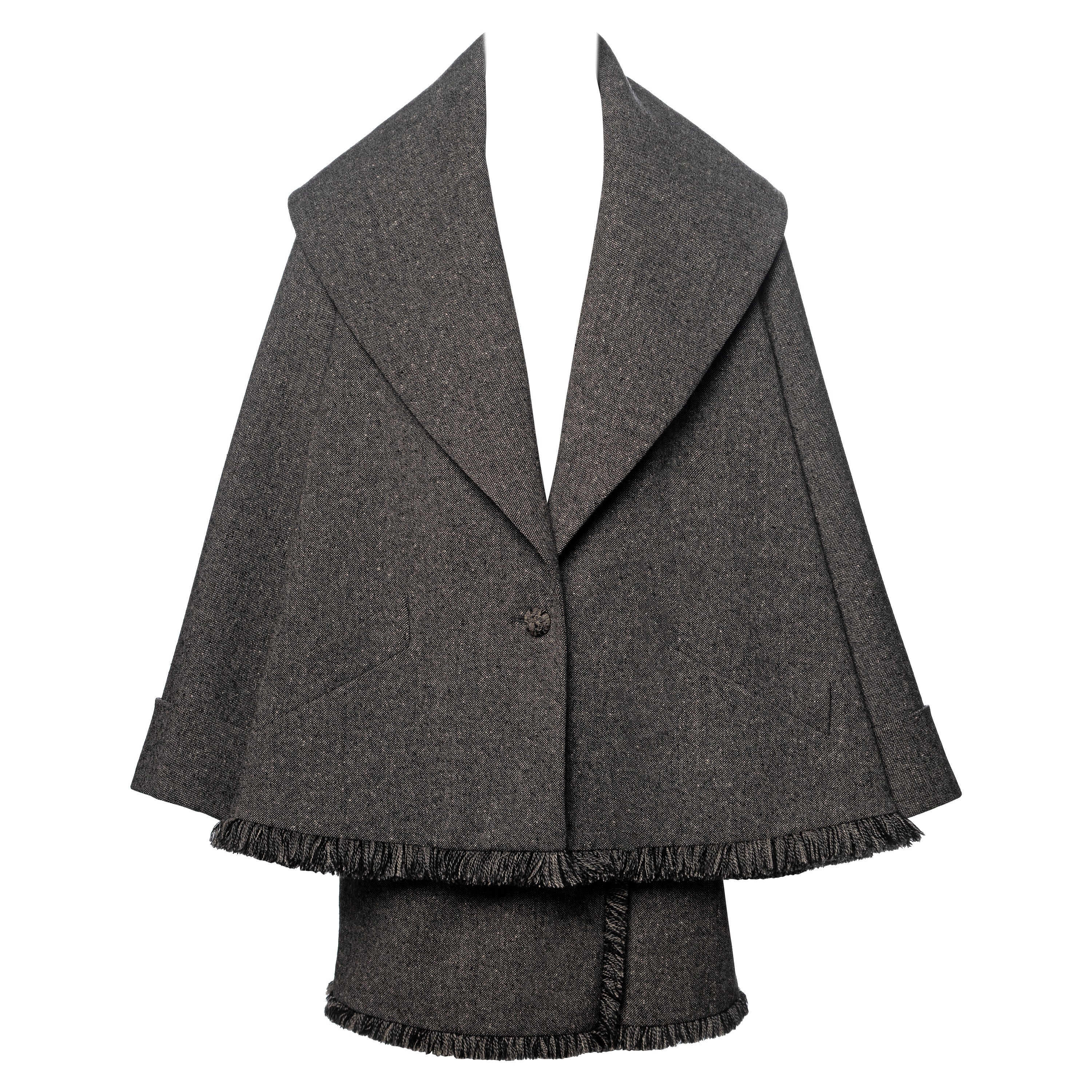 Christian Dior by John Galliano Grey Tweed Jacket and Mini Skirt Suit, FW 1998 For Sale