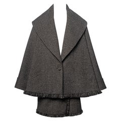 Tailleur veste et mini-jupe en tweed gris Christian Dior par John Galliano, FW 1998