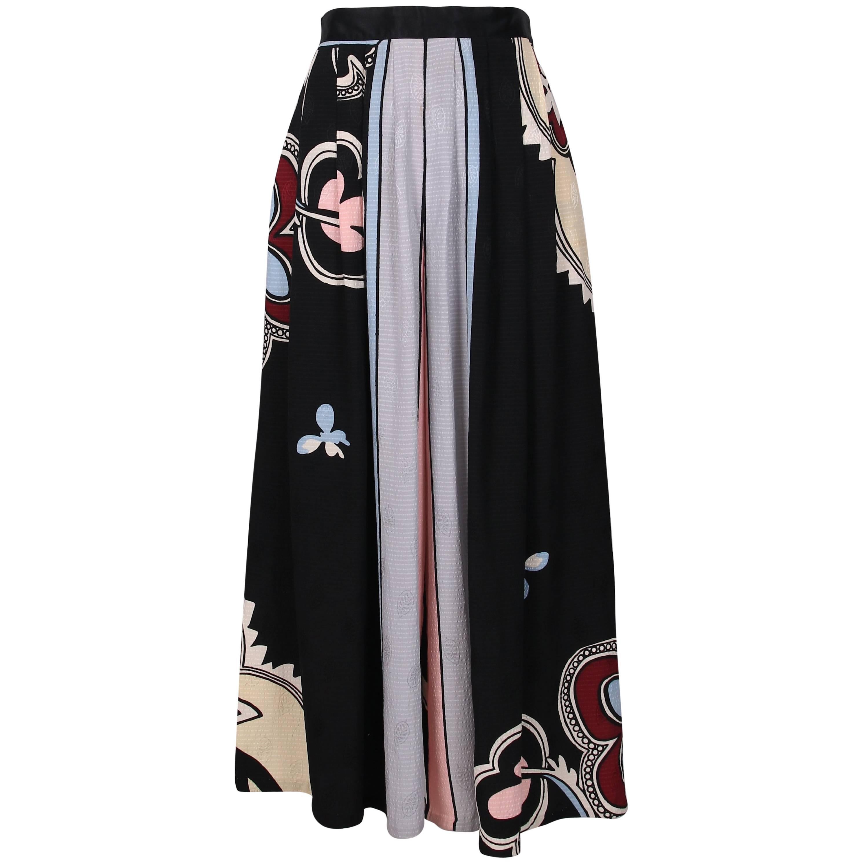 Michaele Vollbracht Silk Abstract Graphic Printed Palazzo Pants