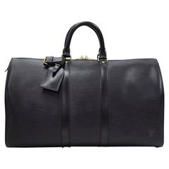 Used Louis Vuitton Keepall 45 Black Epi Leather Duffle Travel Bag