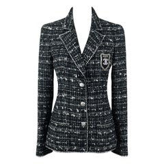 Chanel Most Hunted CC Patch Schwarze Tweed-Jacke mit Patch