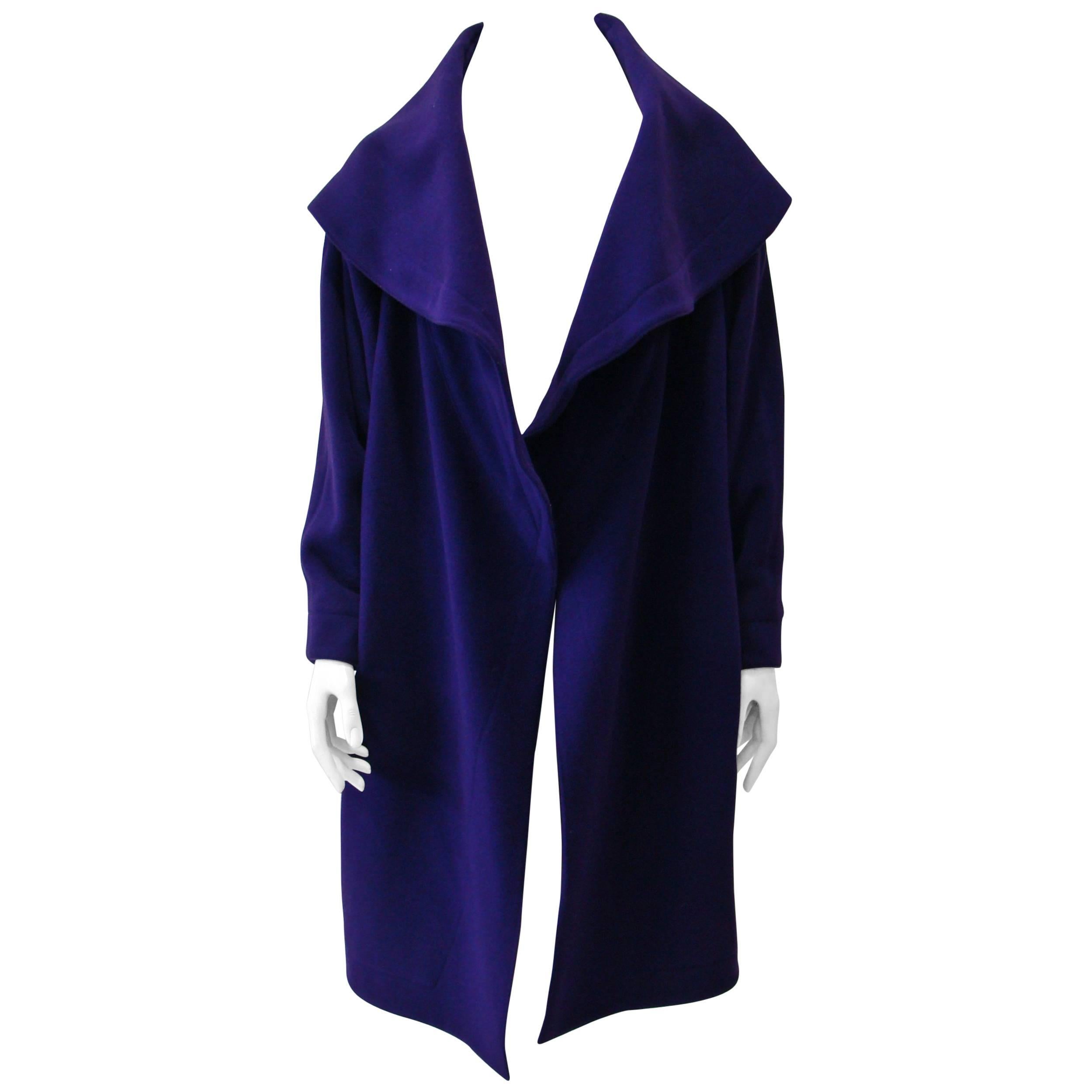 Claude Montana Purple Wrap Coat, Fall 1995 For Sale
