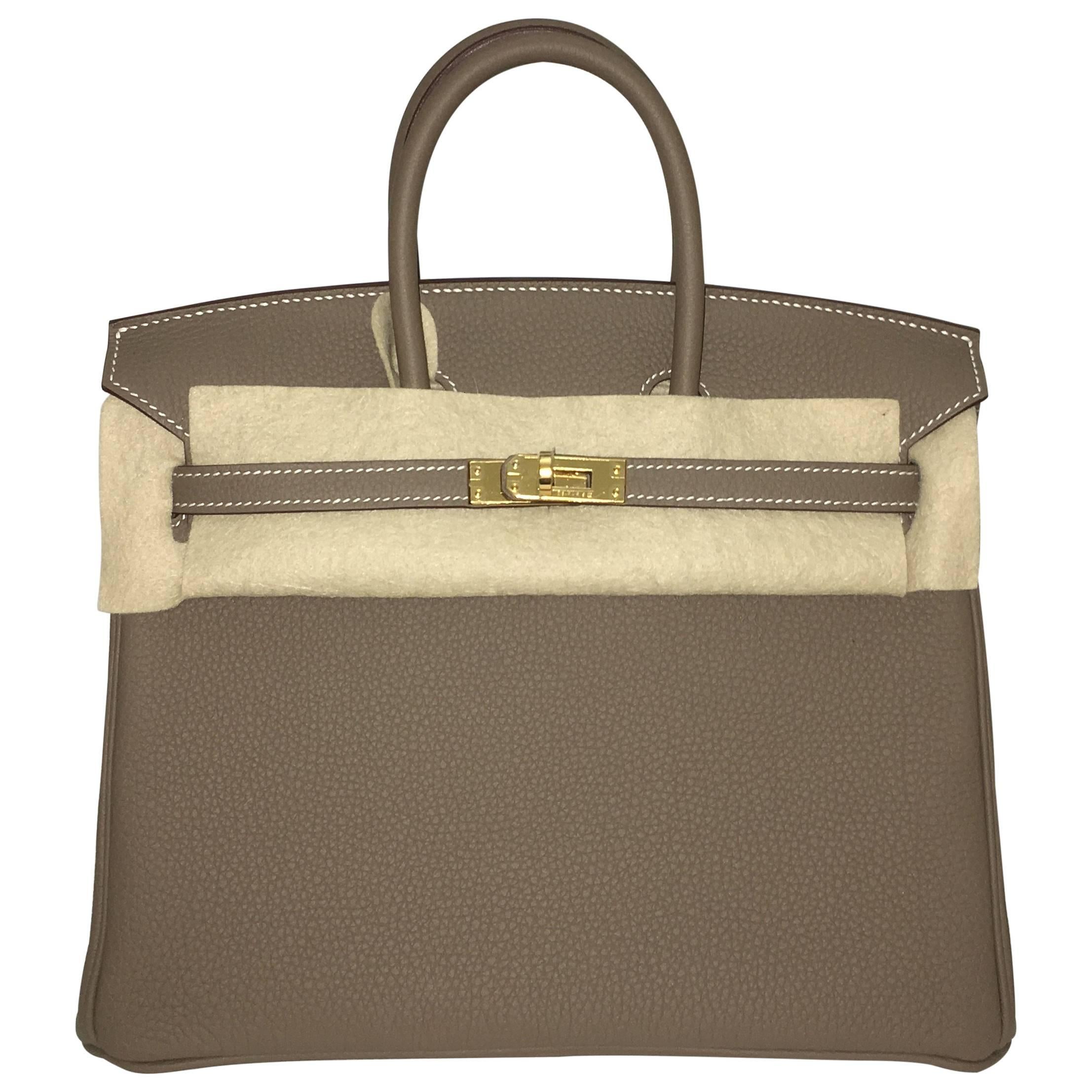 Brand New Hermes Birkin 25 Etoupe Togo GHW For Sale