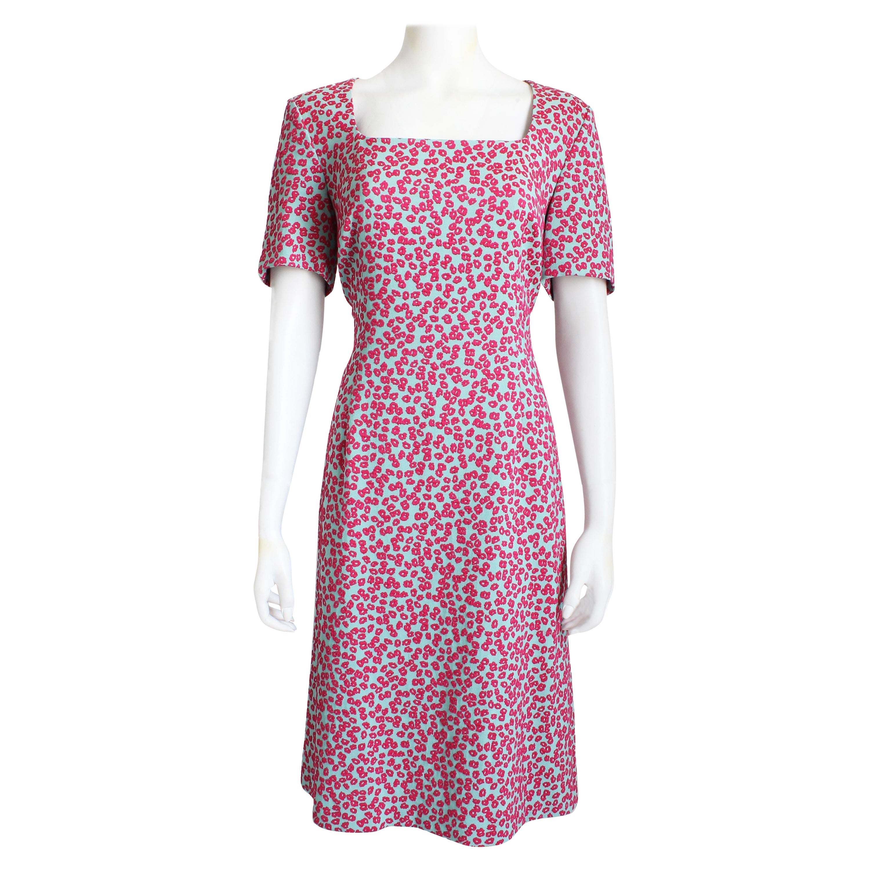 Escada Short-Sleeve Mini Daisy Jacquard Dress EU 40 EUC Spring Summer For Sale