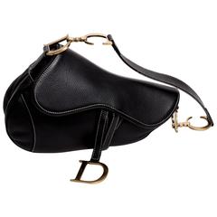 Christian Dior Black Leather Saddle Bag