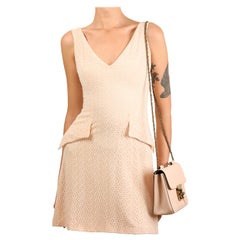 Used Christian Dior pale pink broderie anglaise fit and flare sleeveless mini dress