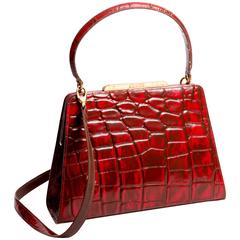 Christian Lacroix Structured Stamped Red Leather Bag