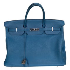 Used Hermes Birkin 40 Cobalt leather Bag