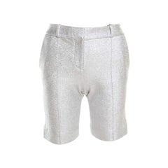 Diane von Furstenberg Metallic Silber Seide gefüttert Neu Boymuda Shorts S