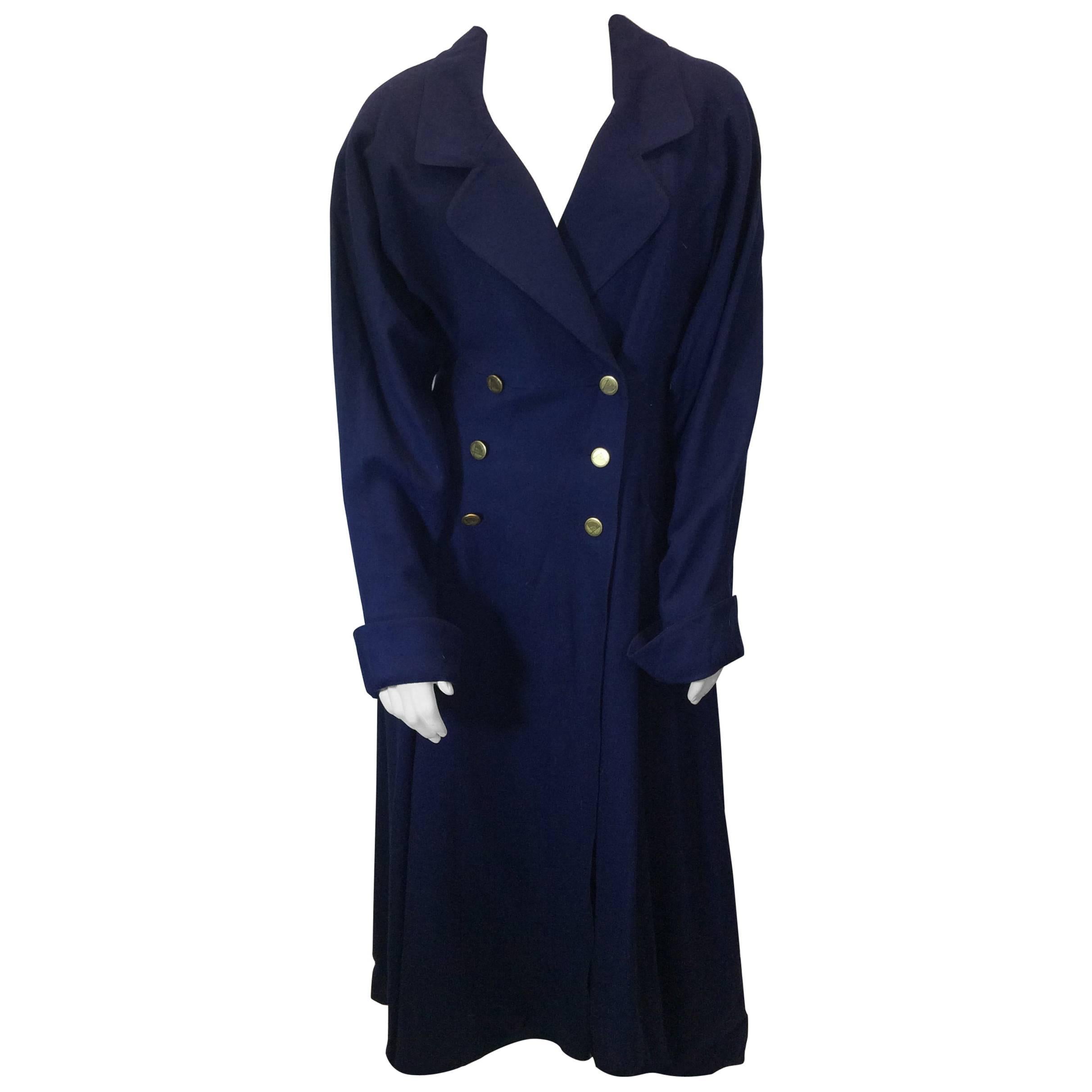Vintage Karl Lagerfeld Midnight Blue Overcoat For Sale