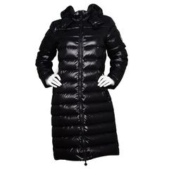 Moncler Black Long Moka Down Coat w/ Hood Sz 3