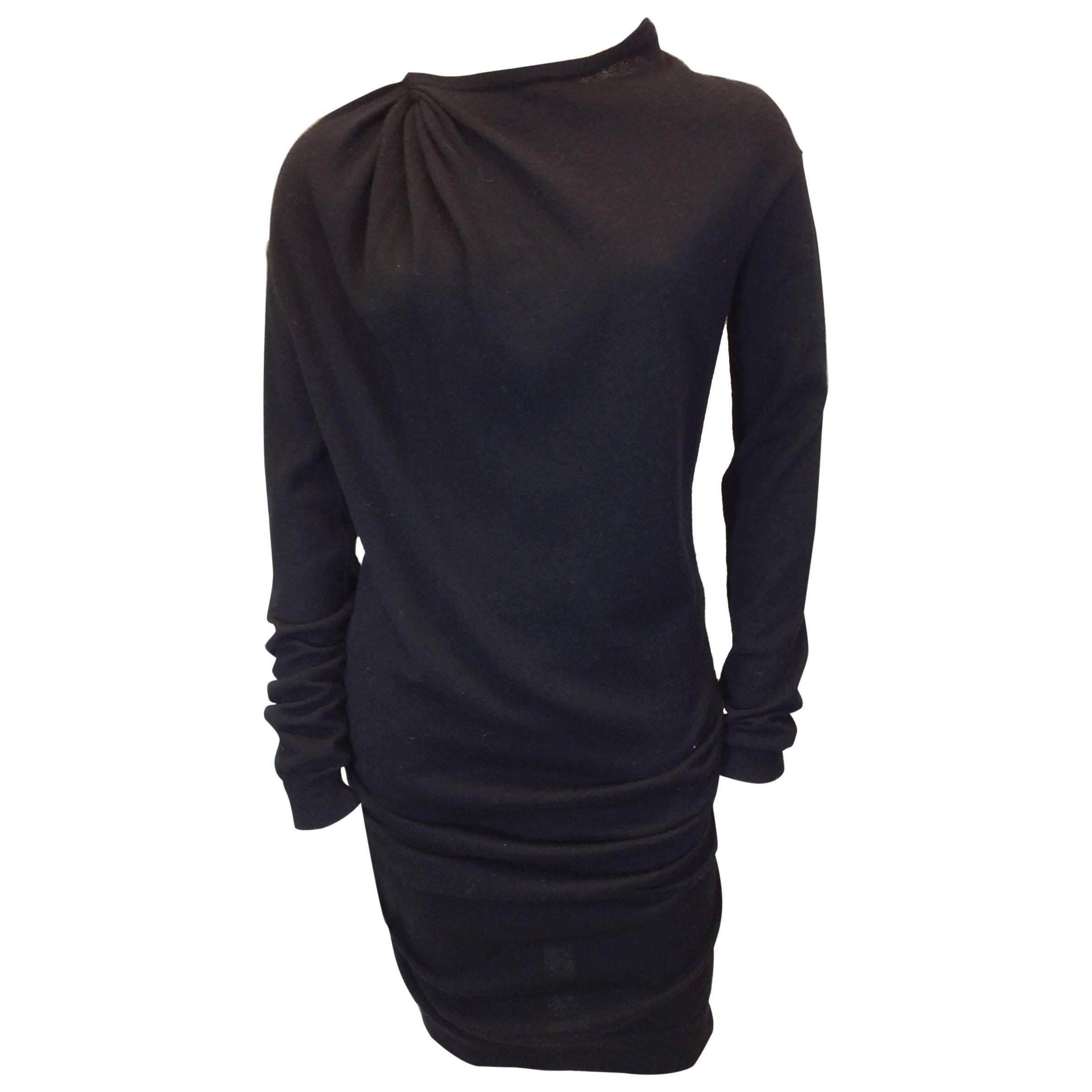 Lanvin Black Rouched Sweater Dress For Sale