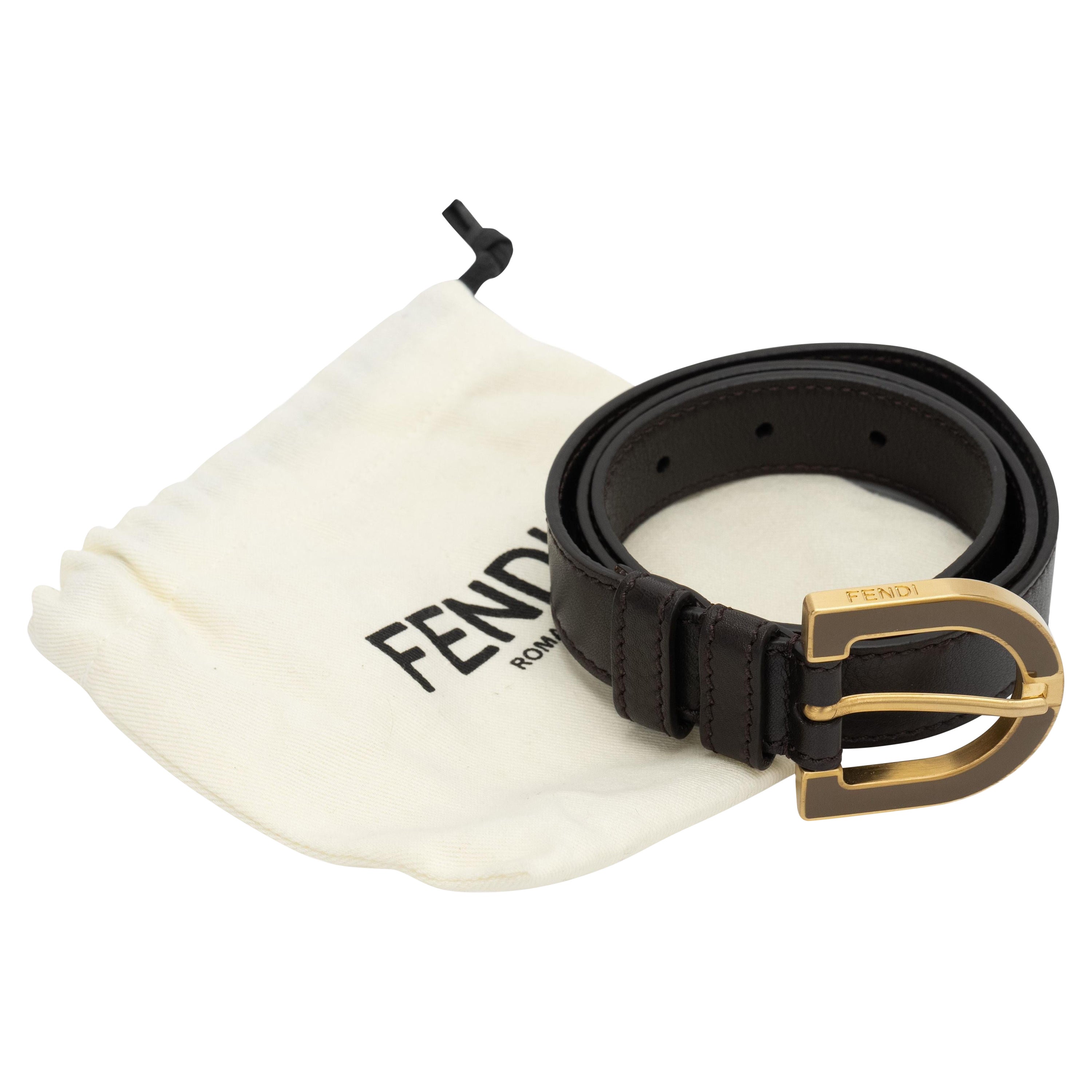 Fendi New Brown Leather Belt 83 cm For Sale