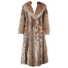 Retro 1960's Ben-Ric Couture Genuine Lynx Fur Spotted Cat Shawl-Collar Princess Coat