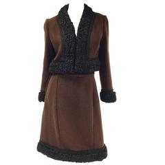 1960s Cuddlecoat New York Persian Lamb and Wool Skirt Suit 