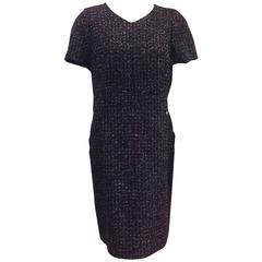 Chanel Fall Tweed Short Sleeve Shift With Silver Metallic Thread Size 46 4
