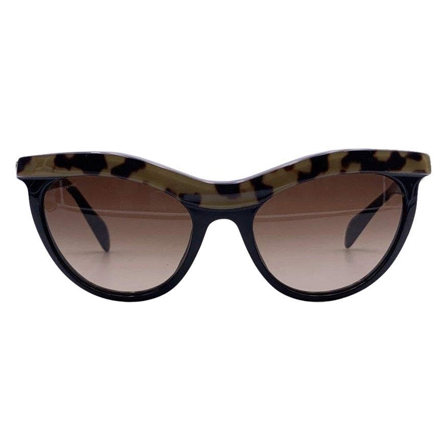 Prada Black Beige Cat Eye SPR06P Sunglasses 54/19 140mm For Sale