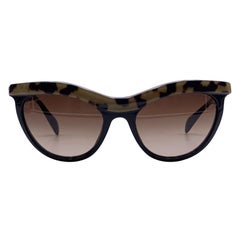 Used Prada Black Beige Cat Eye SPR06P Sunglasses 54/19 140mm