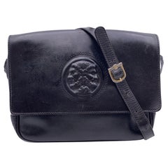Fendi Used Black Leather Janus Messenger Shoulder Bag