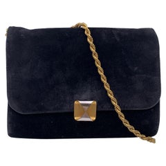 Fendi Used Black Suede Evening with Chain Shoulder Strap