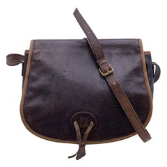 Fendi Retro Brown and Beige Leather Crossbody Shoulder Bag