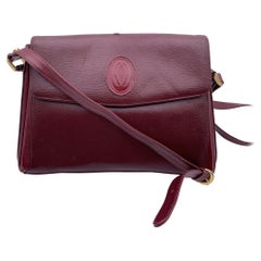 Cartier Vintage Burgundy Leather Flap Box Shoulder Bag