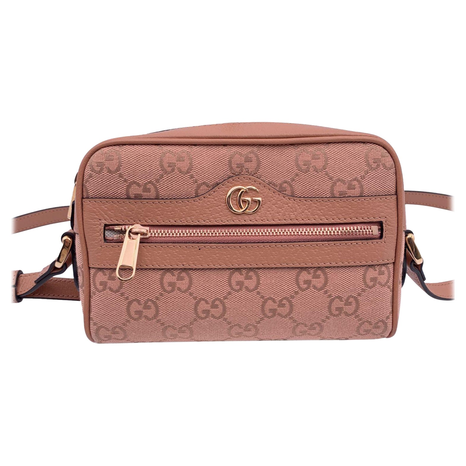Gucci Pink Monogram Canvas Mini Ophidia Crossbody Bag For Sale