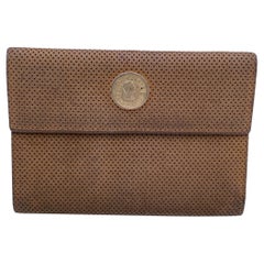 Fendissime Fendi Retro Beige Perforated Leather Wallet