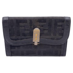 Fendi Vintage Schwarz Monogramm Canvas Brieftasche Münze Geldbeutel