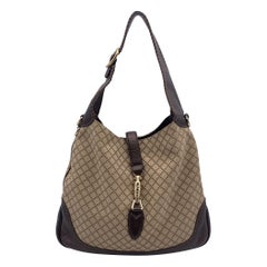 Gucci Beige Diamante Canvas Leather New Jackie Tote Hobo Bag