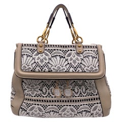 Dolce & Gabbana White Lace Large Miss Sicily Heritage Satchel Bag