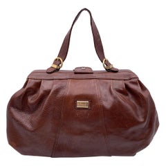 Gianfranco Ferre Used Brown Leather Doctor Bag Satchel with Strap