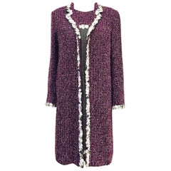 Chanel Purple Tweed Sleeveless Dress and Matching Coat With 3-D Trim Size 46