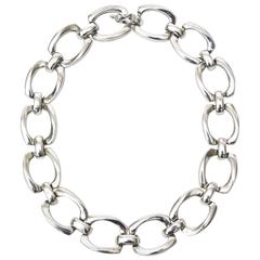 Hallmarked Vintage Sterling Silver Chunky Link Collar Necklace