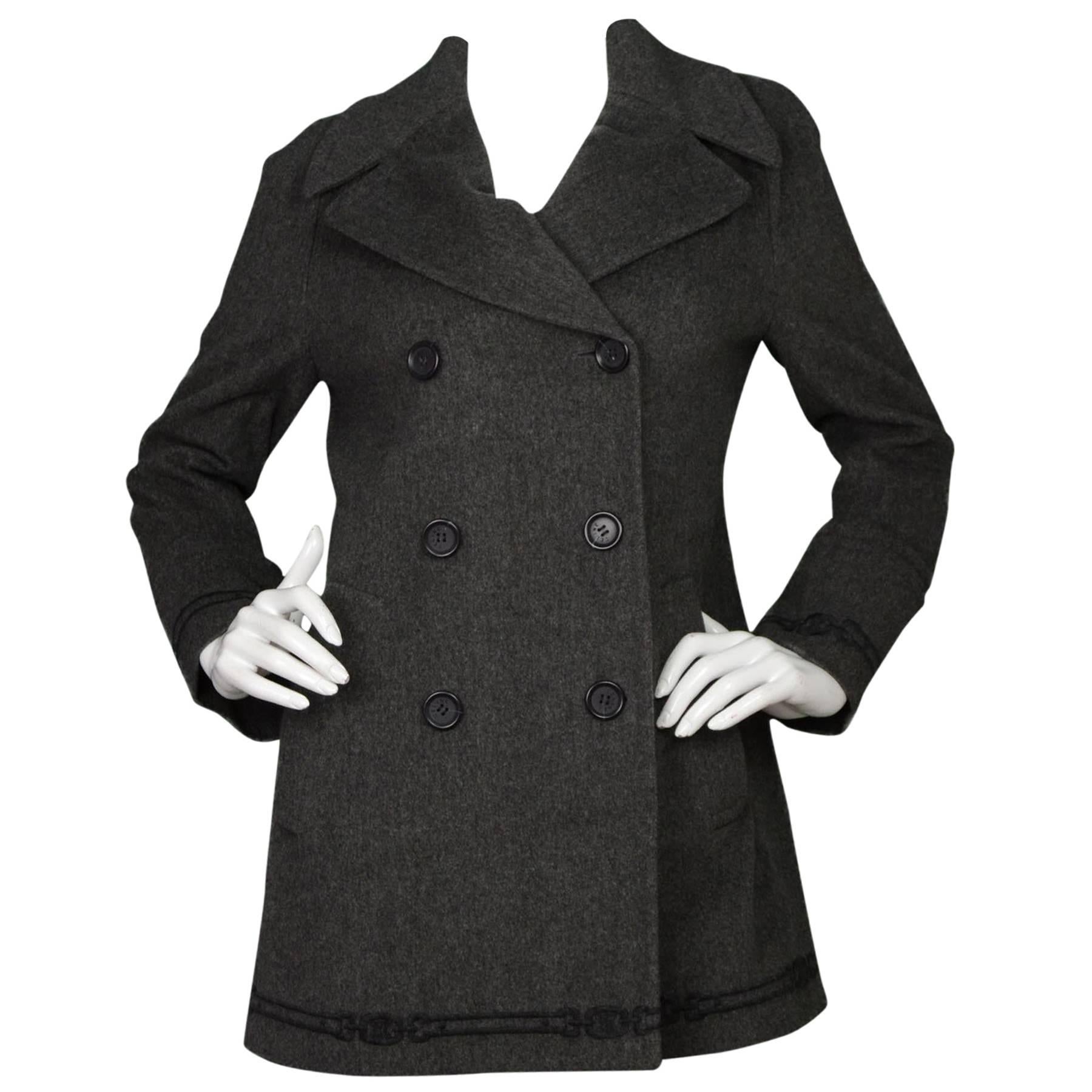 Celine Grey Wool Pea Coat Sz 38