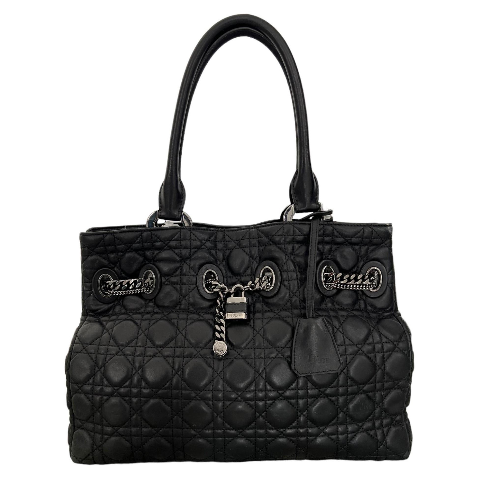 Dior Shopper Padlock Cannage Soft Nera Borsa A Spalla  For Sale