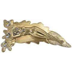 Sensual Signed Studio Sculptural Bronze and Glass Stones Belt Buckle / SALE 12