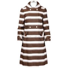 Sandra Sage 1960s Vintage Brown + White Striped Mod Coat 9
