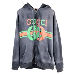 Gucci Men Jumper Hooded Distressed Full Zip Heavy Reversible Jacket, Size M, S66