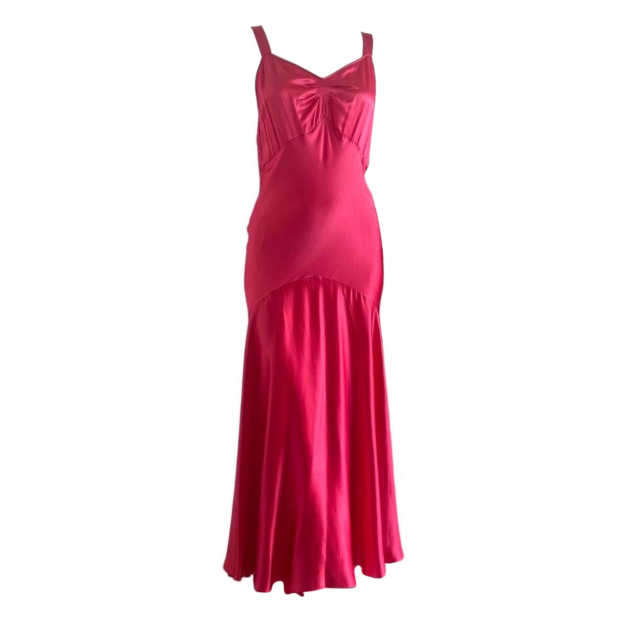Vestido sirena de satén de seda rosa de Rochas en venta