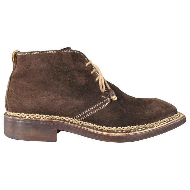 Men''s BETTANIN and VENTURI Size 8 Brown Suede Square Toe Ankle Boots at  1stDibs